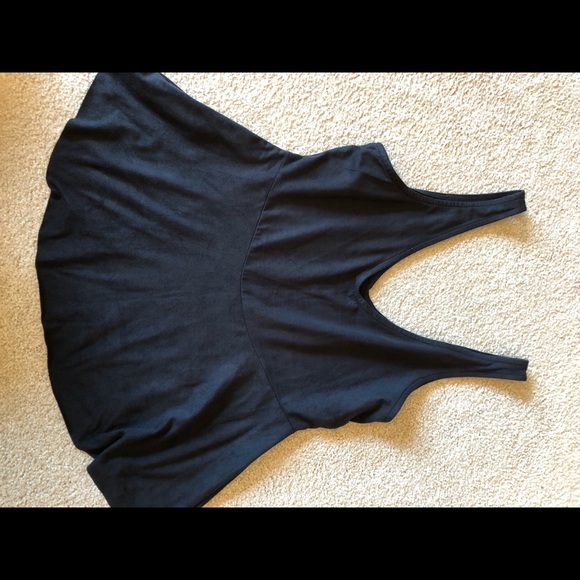 JC Fits Inc Black Peplum Tank Top Knit Top Small V Neck A Line Suede Material S - Picture 3 of 3
